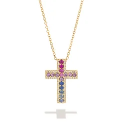 Colgante Cruz Durán con Zafiros Multicolor