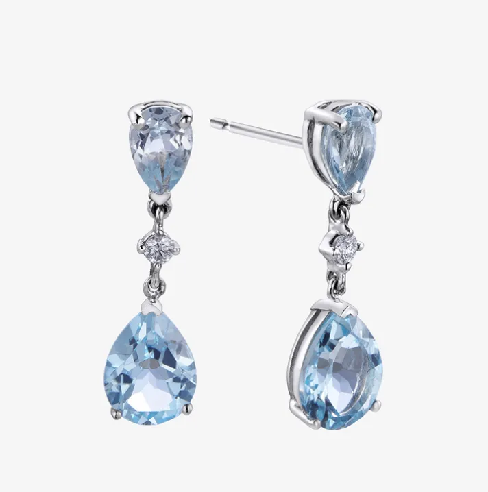 Pendientes Durán con brillante y topacios