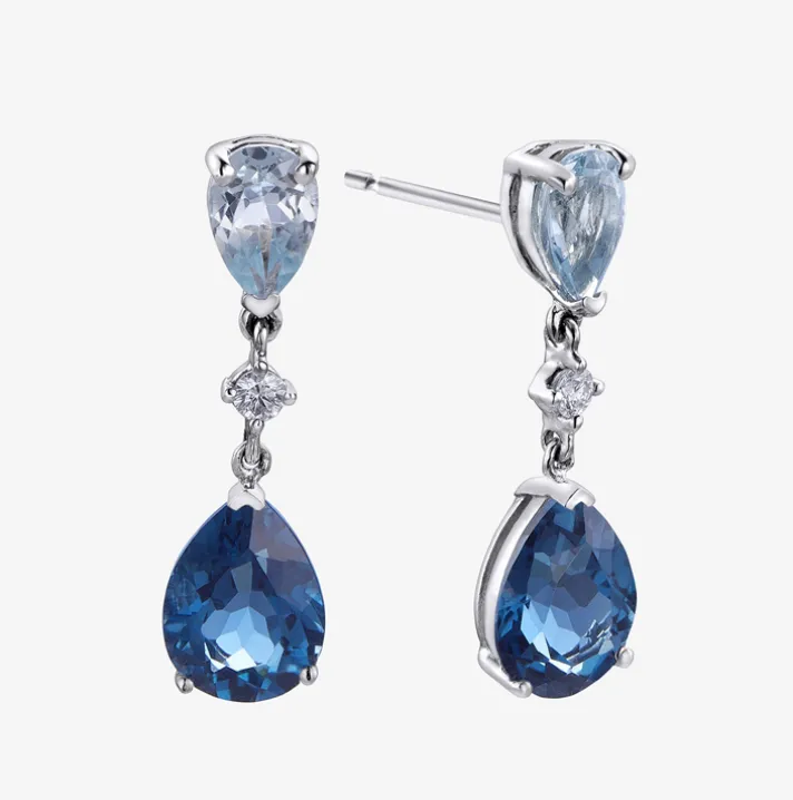 Pendientes Durán con un brillante y topacios